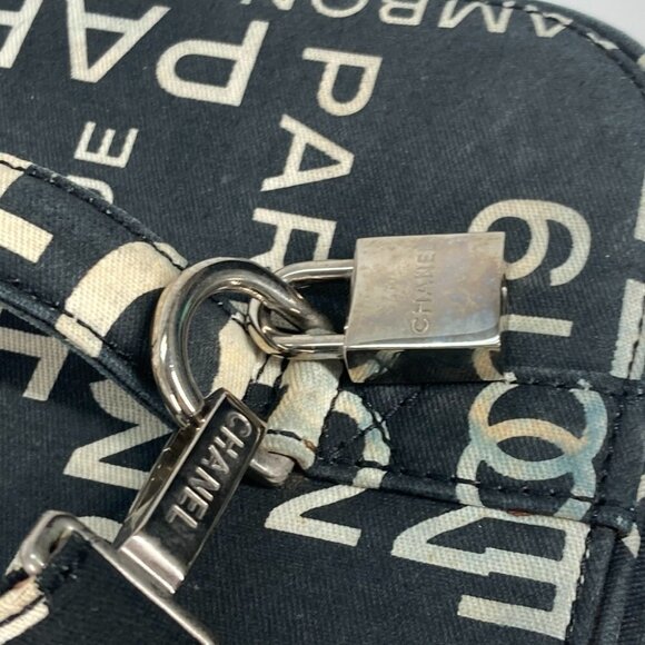 CHANEL By The Sea Line Vanity bag 2WAY Shoulder Bag Hand Bag Canvas Black/White - Picture 5 of 15